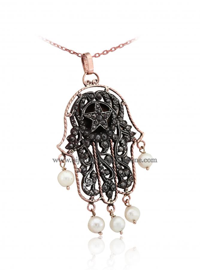 Bijoux en ligne Pendentif Main De Fatma Diamants Rose ''Chichkhane'' 48044