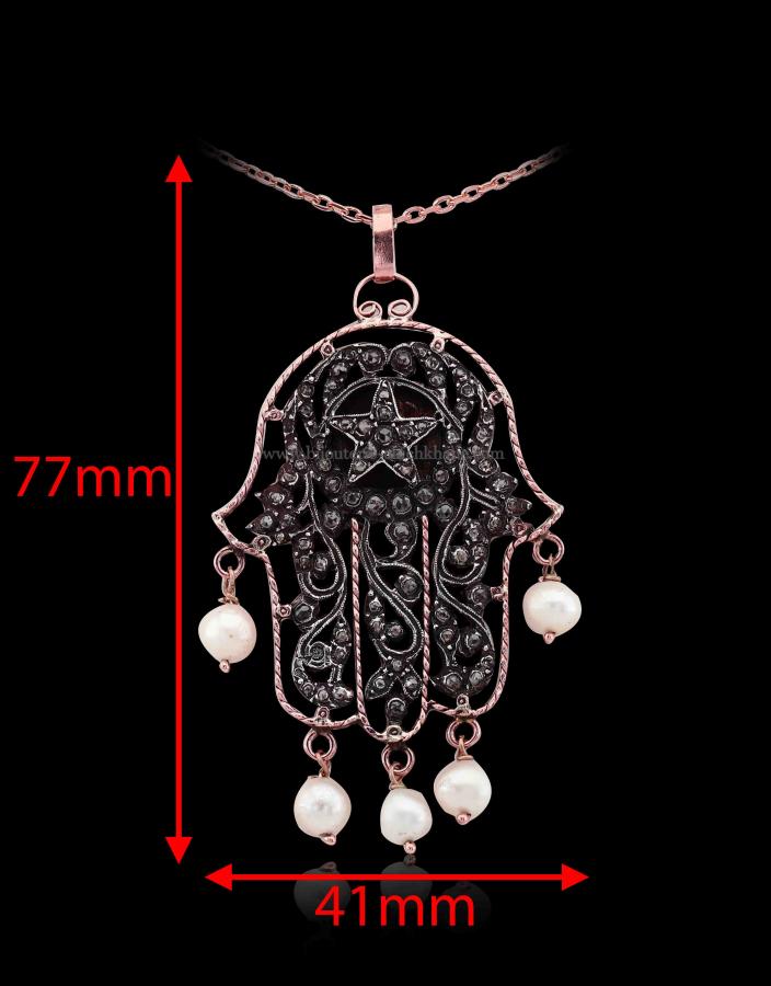 Bijoux en ligne Pendentif Main De Fatma Diamants Rose ''Chichkhane'' 48044