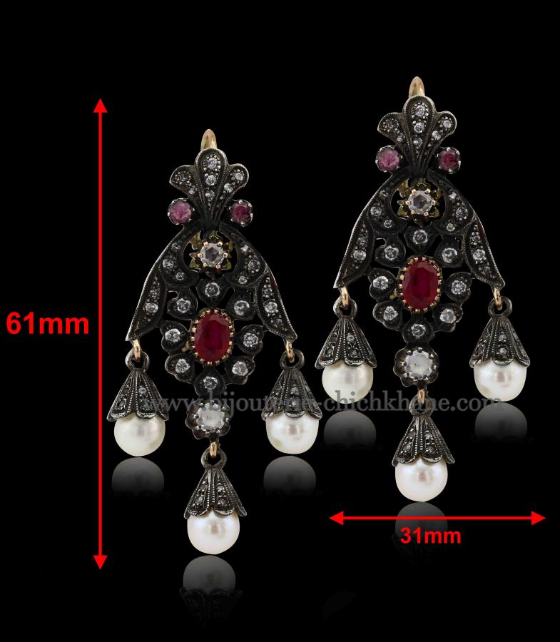 Bijoux en ligne Boucles D'oreilles Diamants Rose ''Chichkhane'' 48405