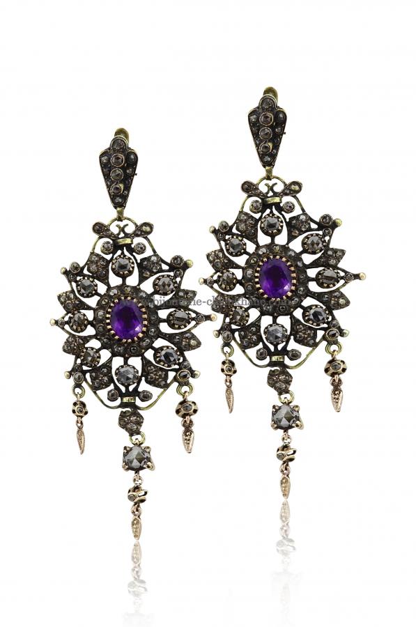 Bijoux en ligne Boucles D'oreilles Diamants Rose ''Chichkhane'' 48758