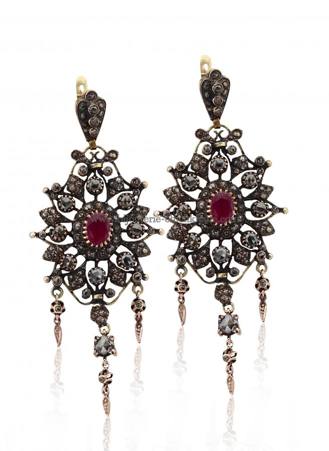 Bijoux en ligne Boucles D'oreilles Diamants Rose ''Chichkhane'' 48759