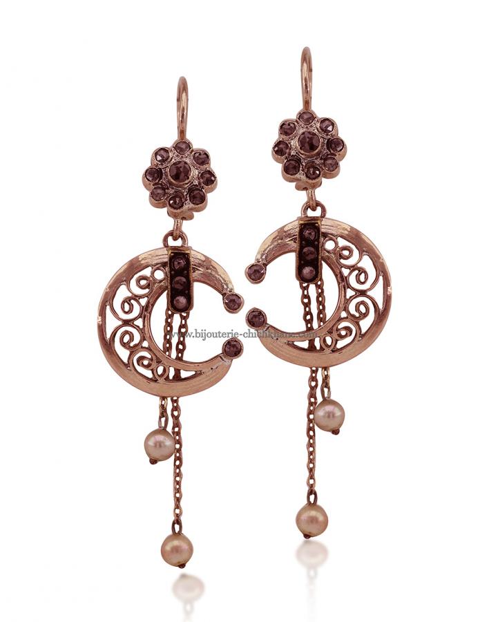 Bijoux en ligne Boucles D'oreilles Diamants Rose ''Chichkhane'' 51265