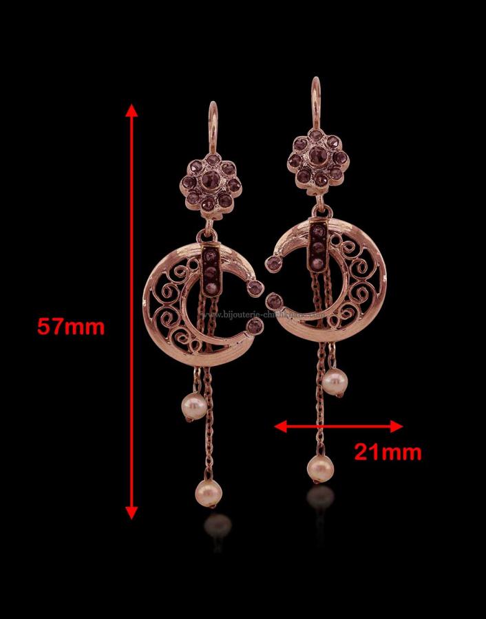 Bijoux en ligne Boucles D'oreilles Diamants Rose ''Chichkhane'' 51265