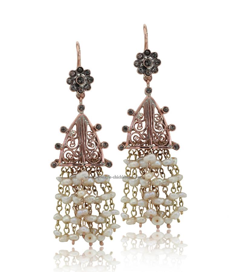 Bijoux en ligne Boucles D'oreilles Diamants Rose ''Chichkhane'' 51340