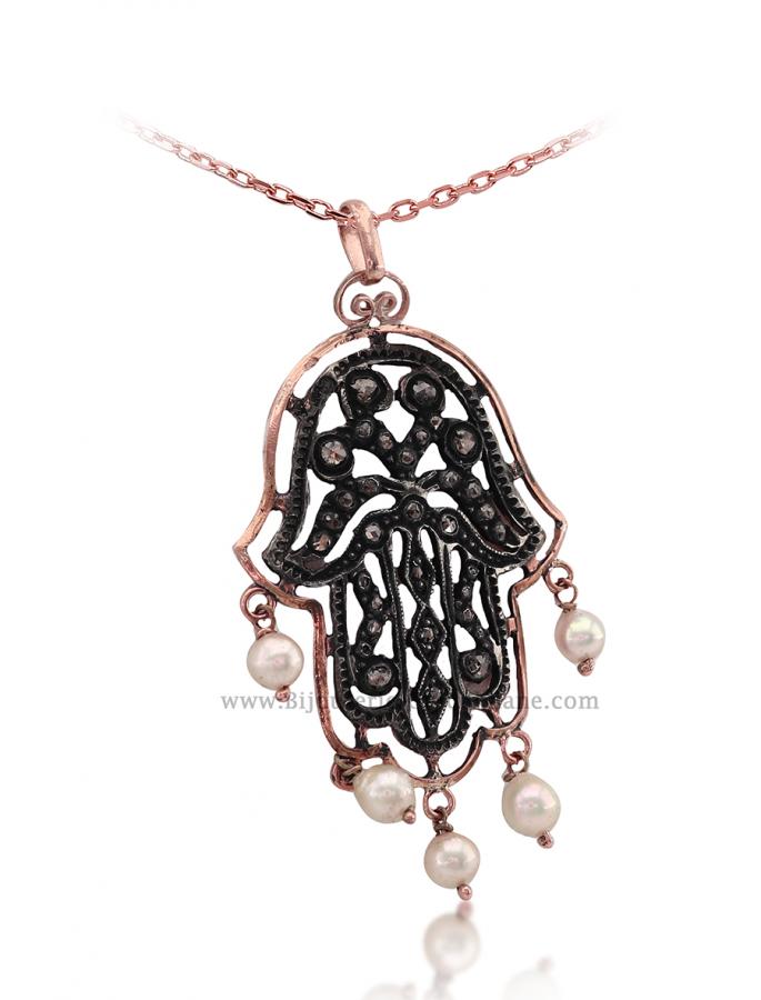 Bijoux en ligne Pendentif Main De Fatma Diamants Rose ''Chichkhane'' 52974