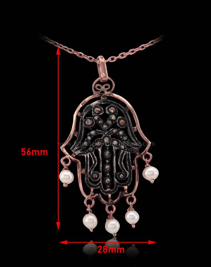 Bijoux en ligne Pendentif Main De Fatma Diamants Rose ''Chichkhane'' 52989