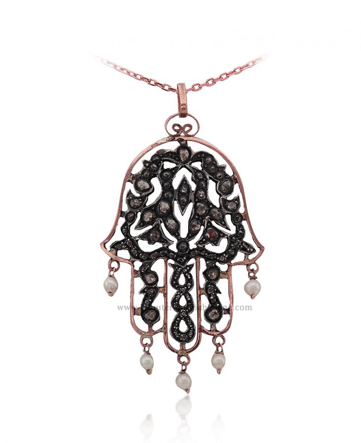 Bijoux en ligne Pendentif Main De Fatma Diamants Rose ''Chichkhane'' 53011
