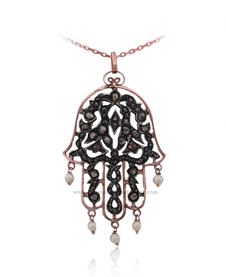Bijoux en ligne Pendentif Main De Fatma Diamants Rose ''Chichkhane'' 53011