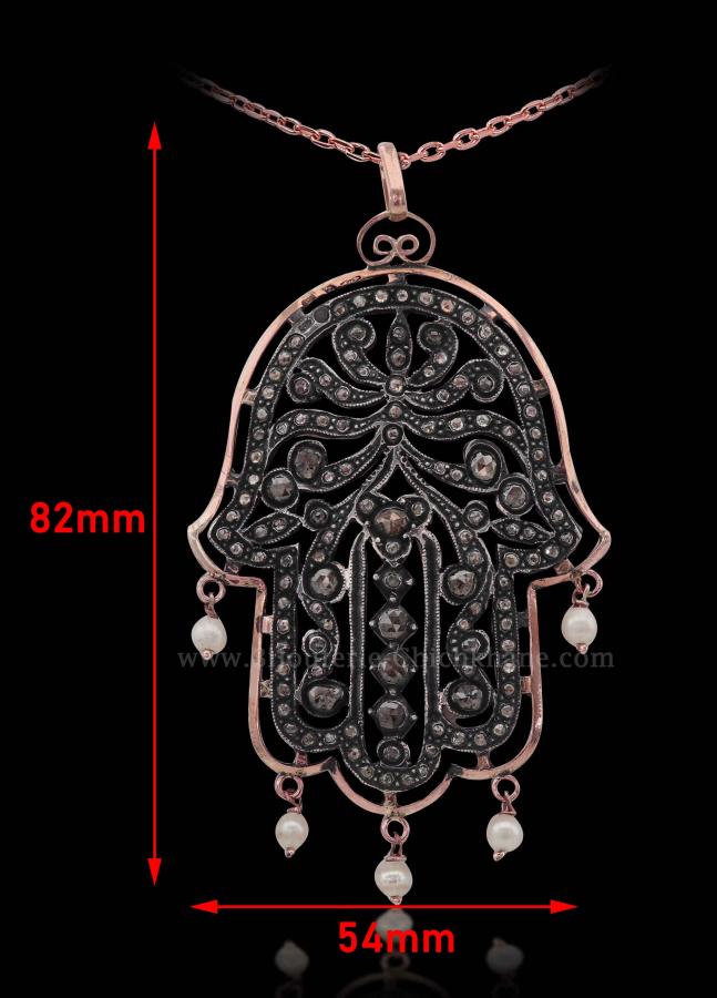 Bijoux en ligne Pendentif Main De Fatma Diamants Rose ''Chichkhane'' 53022