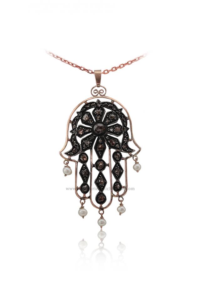 Bijoux en ligne Pendentif Main De Fatma Diamants Rose ''Chichkhane'' 53222