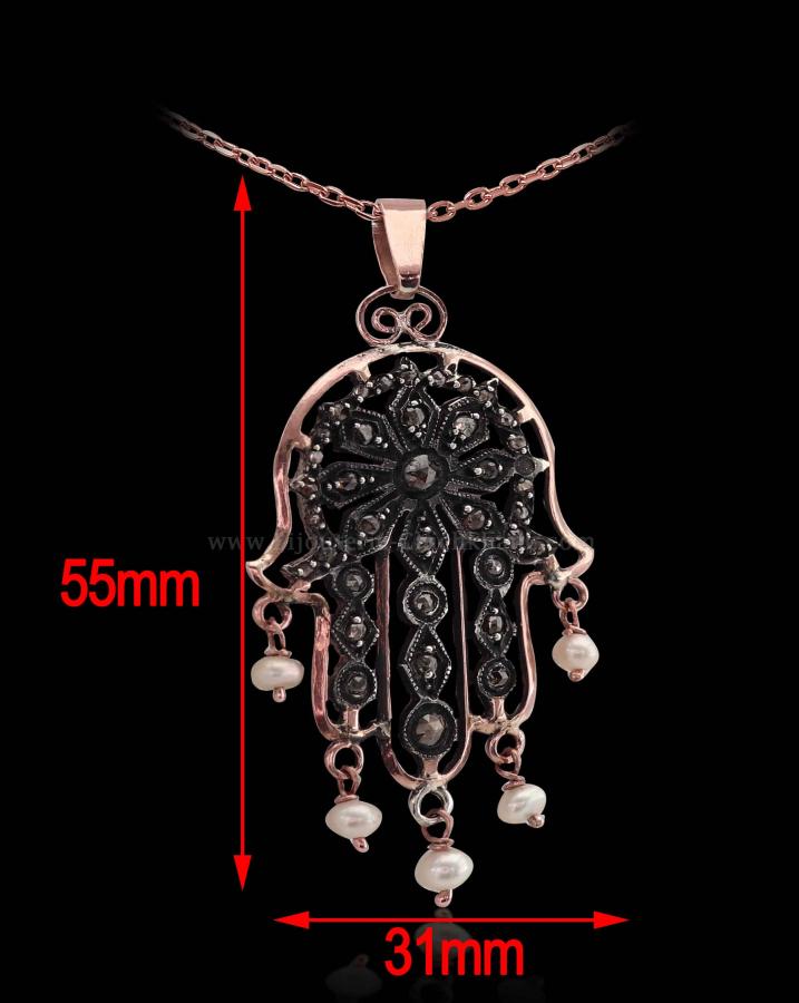 Bijoux en ligne Pendentif Main De Fatma Diamants Rose ''Chichkhane'' 53225