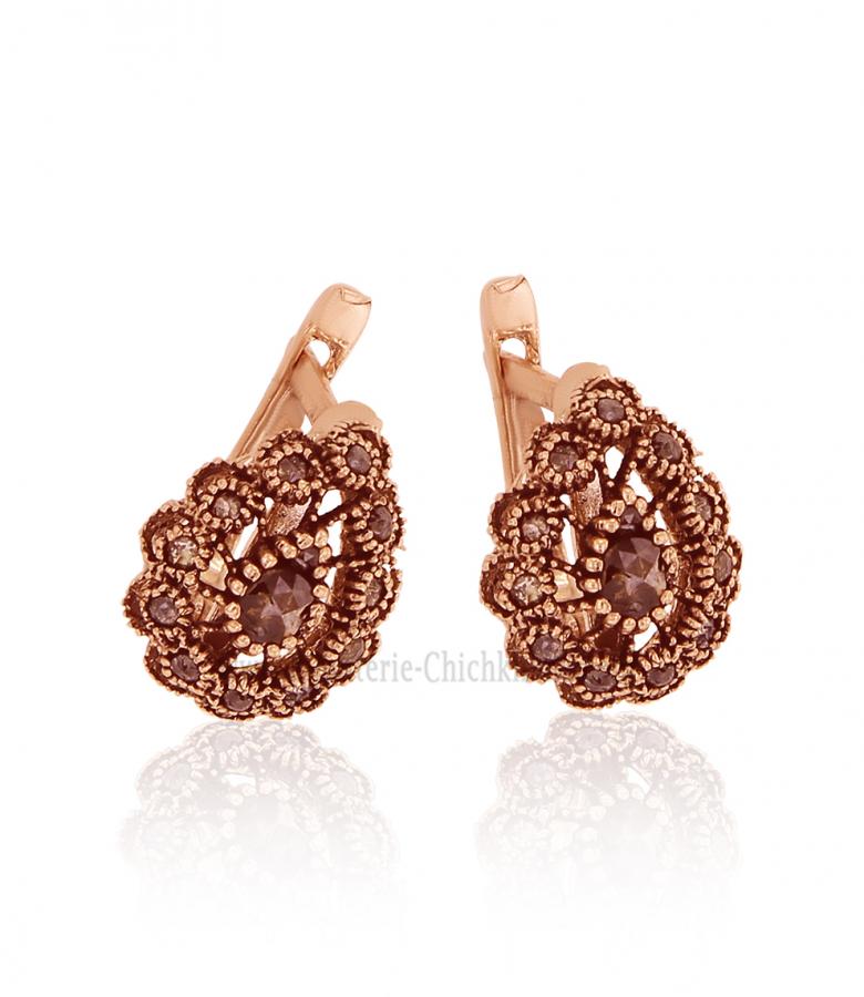 Bijoux en ligne Boucles D'oreilles Diamants Rose ''Chichkhane'' 58244