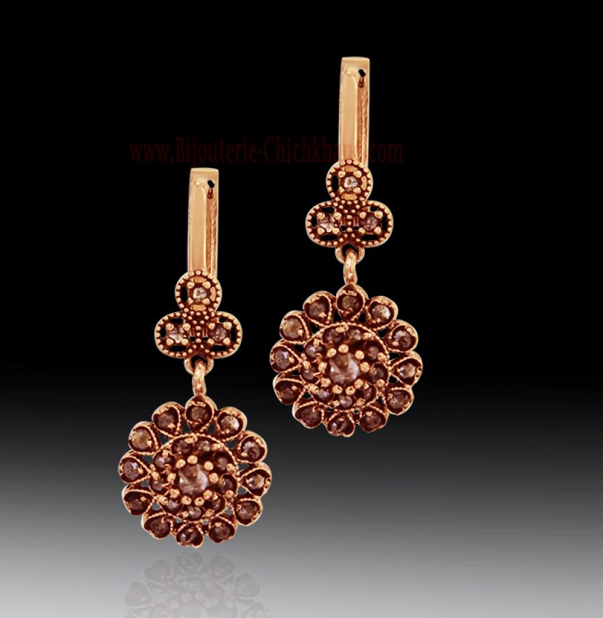 Bijoux en ligne Boucles D'oreilles Diamants Rose ''Chichkhane'' 60026