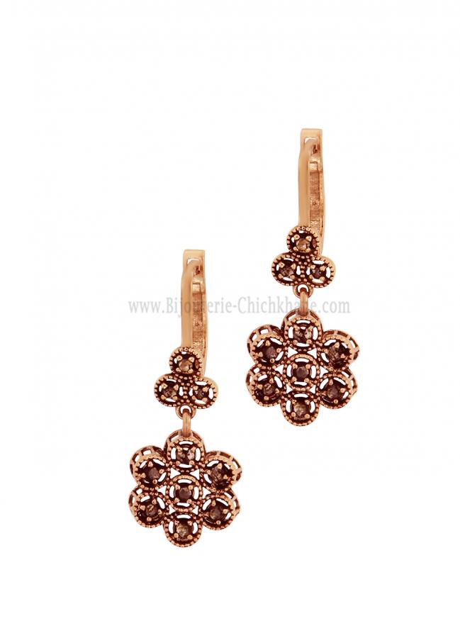 Bijoux en ligne Boucles D'oreilles Diamants Rose ''Chichkhane'' 60052