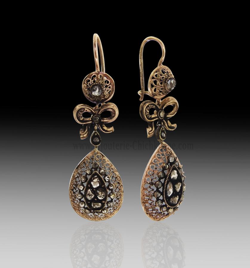 Bijoux en ligne Boucles D'oreilles Diamants Rose ''Chichkhane'' 61152