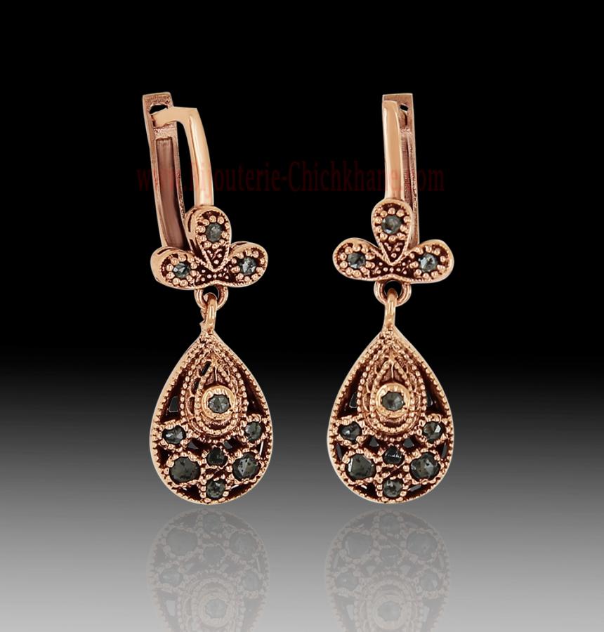 Bijoux en ligne Boucles D'oreilles Diamants Rose ''Chichkhane'' 61968