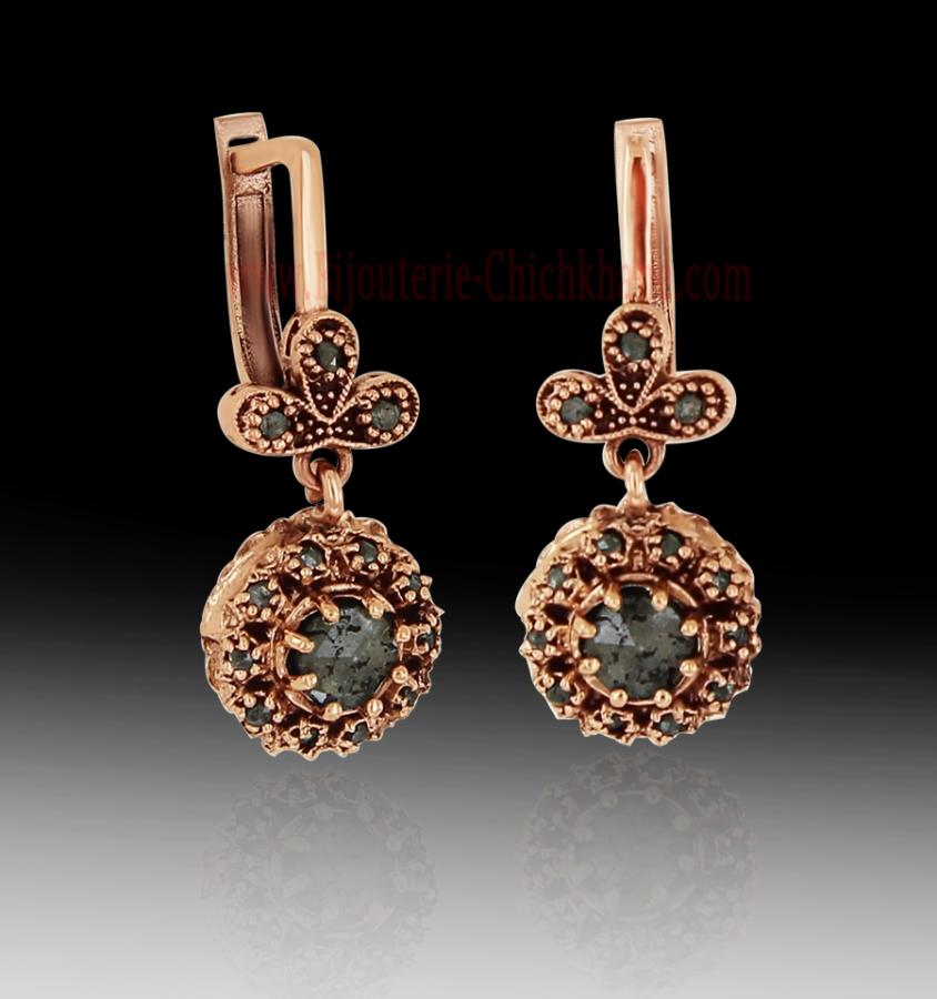Bijoux en ligne Boucles D'oreilles Diamants Rose ''Chichkhane'' 62008