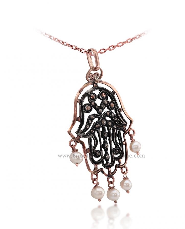 Bijoux en ligne Pendentif Main De Fatma Diamants Rose ''Chichkhane'' 52989