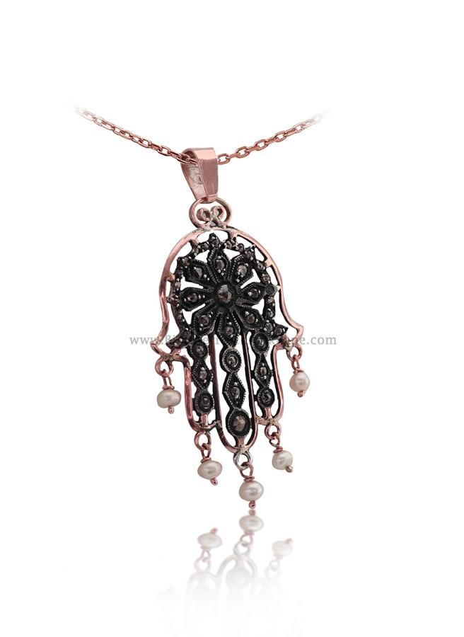 Bijoux en ligne Pendentif Main De Fatma Diamants Rose ''Chichkhane'' 53225